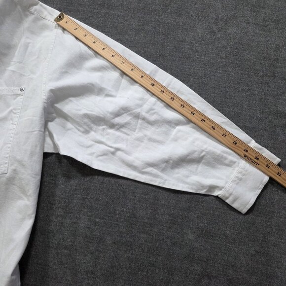 Aerie Oversized Shirt Women XXL Ivory LS Buttons Pockets Cotton Slouchy Top Boho - Picture 6 of 16